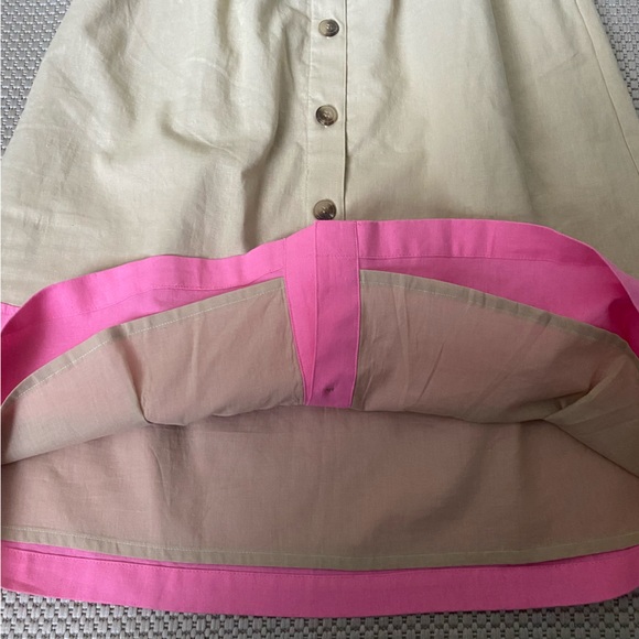 J Crew Colorblock Midi Skirt Pink and Khaki Size Small - Picture 4 of 9
